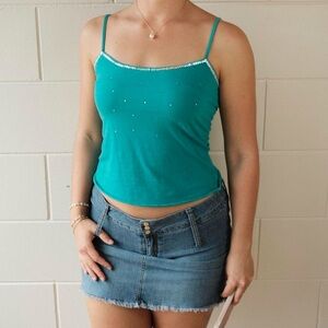 Elegant Teal Camisole with Spaghetti Straps